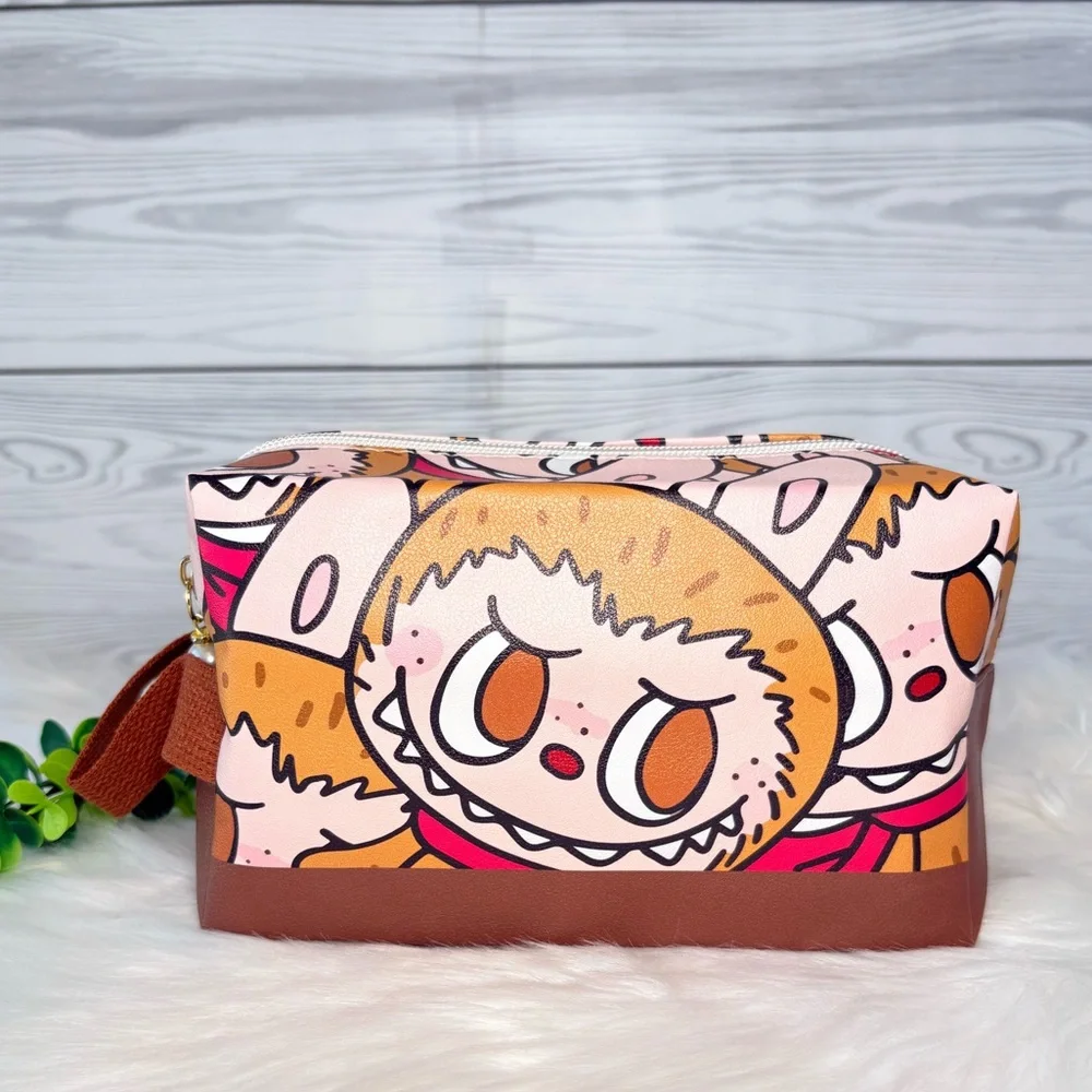 Brown Labubu Large Cosmetic Bag